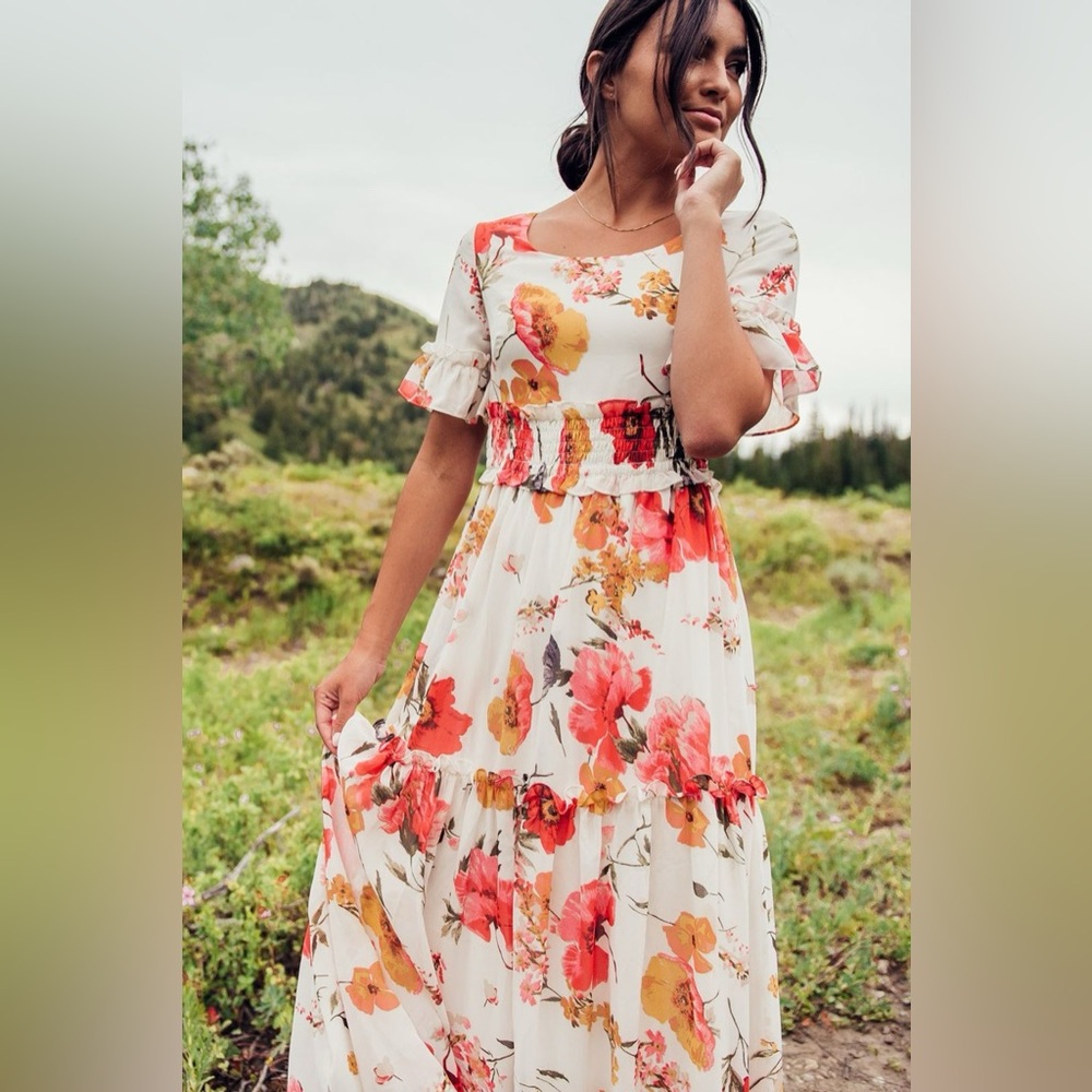 JessaKae Floral Maxi Dress - Red and White